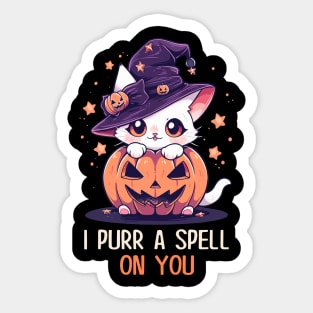 Funny Cat Pun Witch Spell Graphic Men Kids Women Halloween Sticker